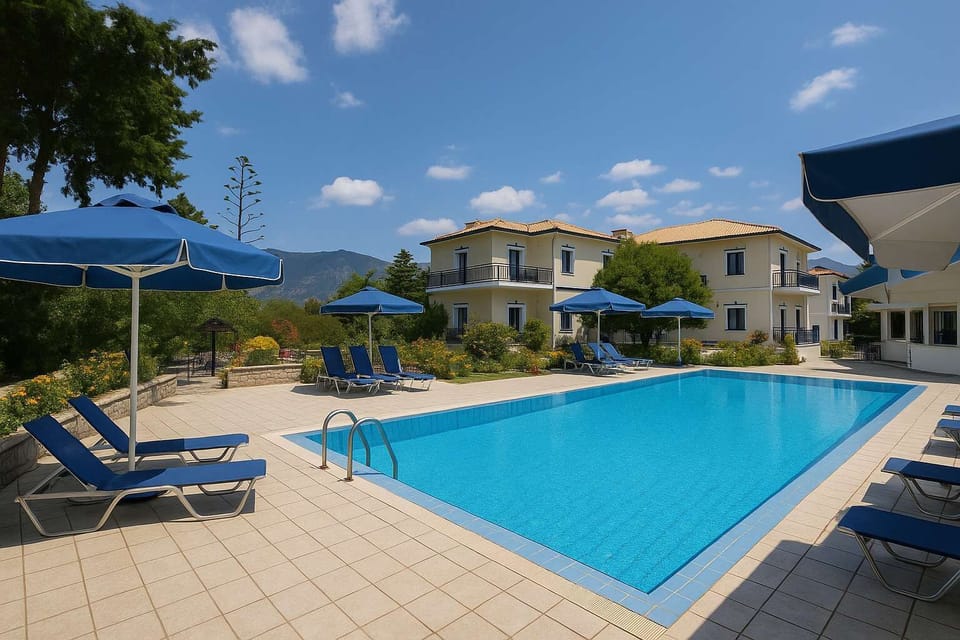 Outdoor Seating Area by the Pool – Ideal for Coffee or Wine

