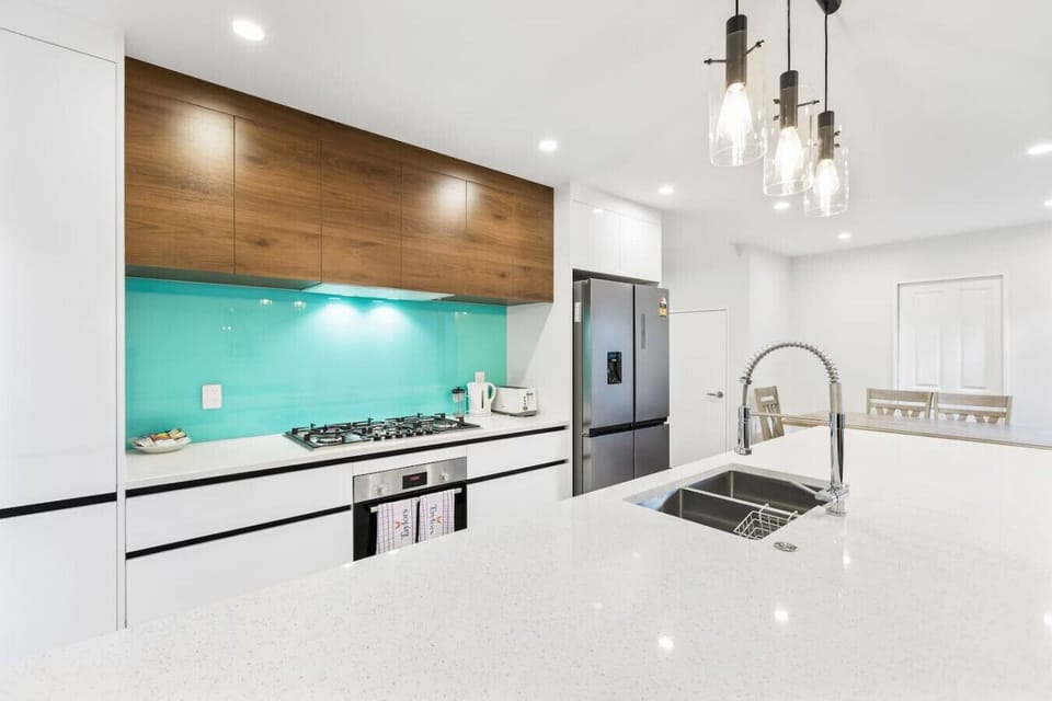 There is plenty of storage in the cupboards and double fridge/freezer.