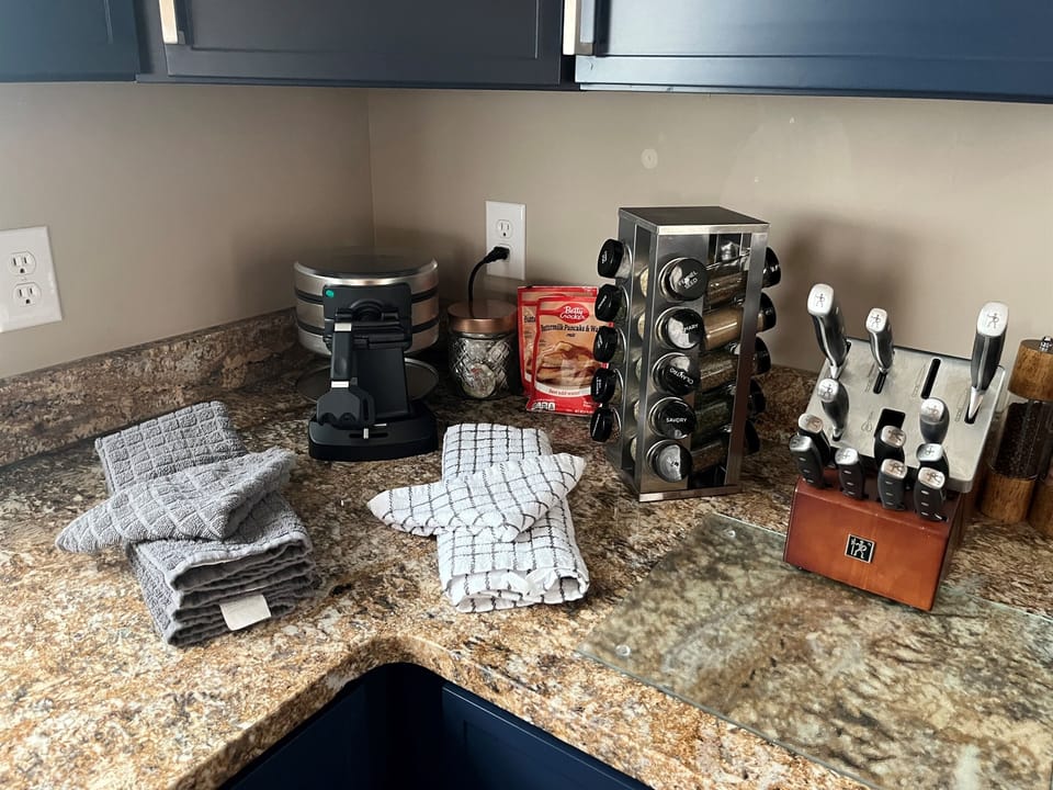 You will love waking up and using our Belgian waffle maker!!