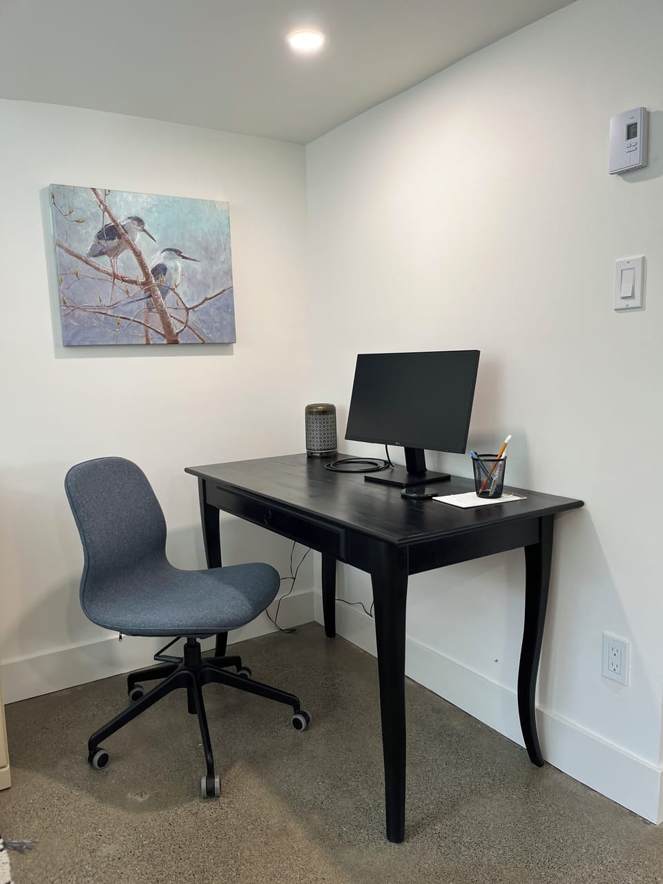 Work station with monitor