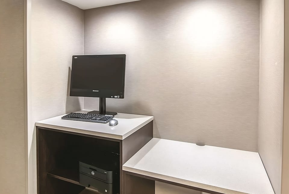 Catch up on emails at the quiet, built-in work nook.