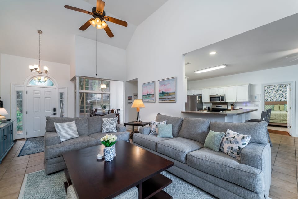 The large great room is the main hub of the house