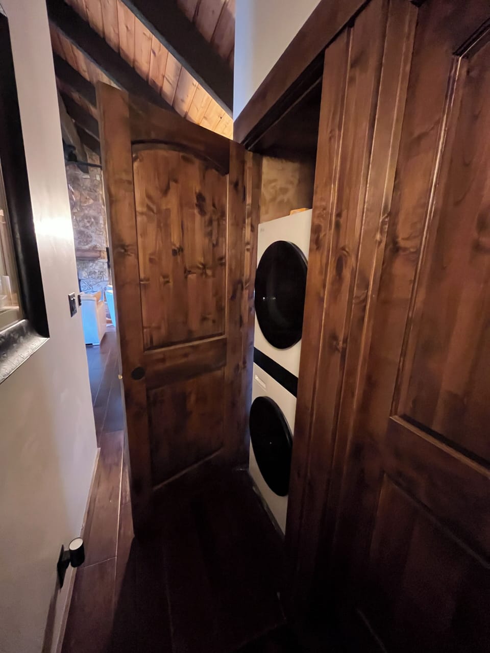 Washer/dryer in hallway.