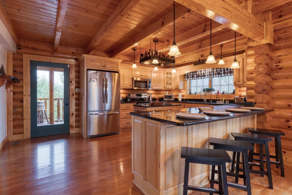 Casual seating at the kitchen counter—perfect for morning coffee or a quick bite.