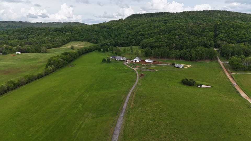 Set back over 1/4 mile from the road.  Very quiet with beautiful views!