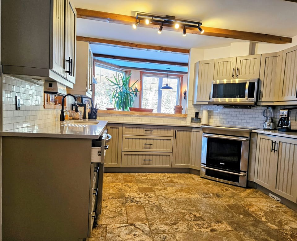 Beautiful kitchen with stone worktops