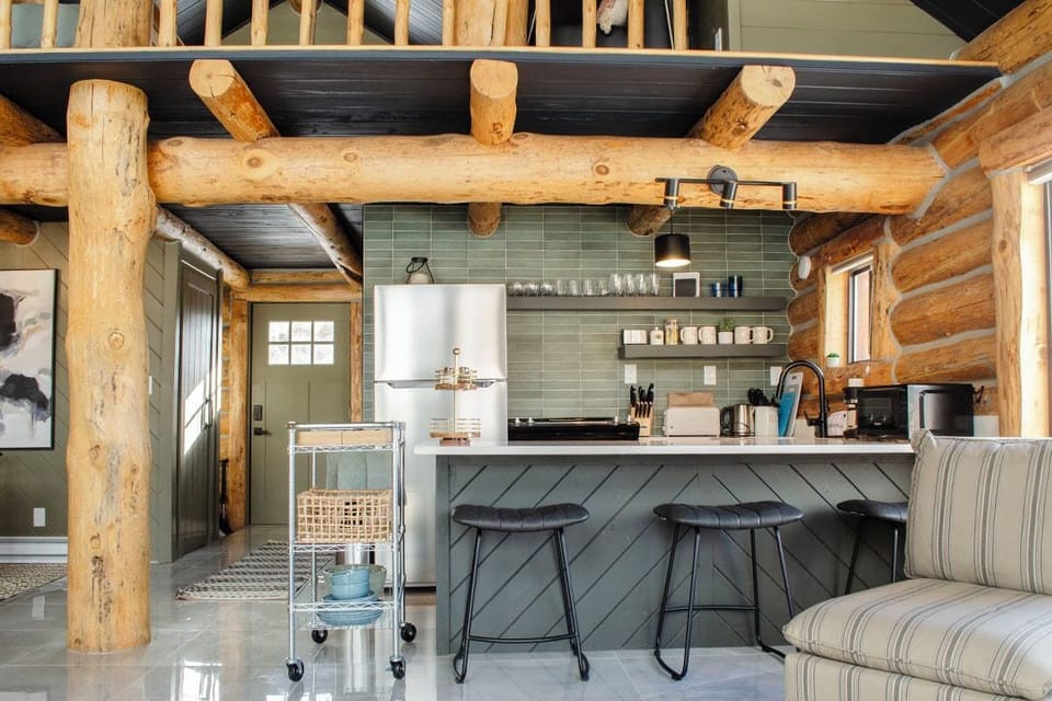 Open concept kitchen with counter seating