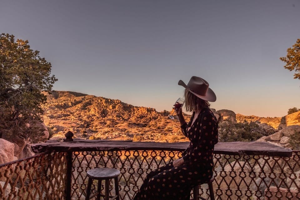Enjoy a glass of wine and watch the sun set over the hills.