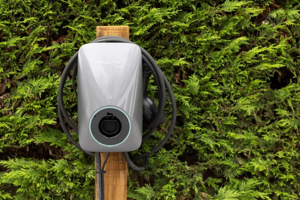 The EV charger at Oxwich Retreat, Gower
