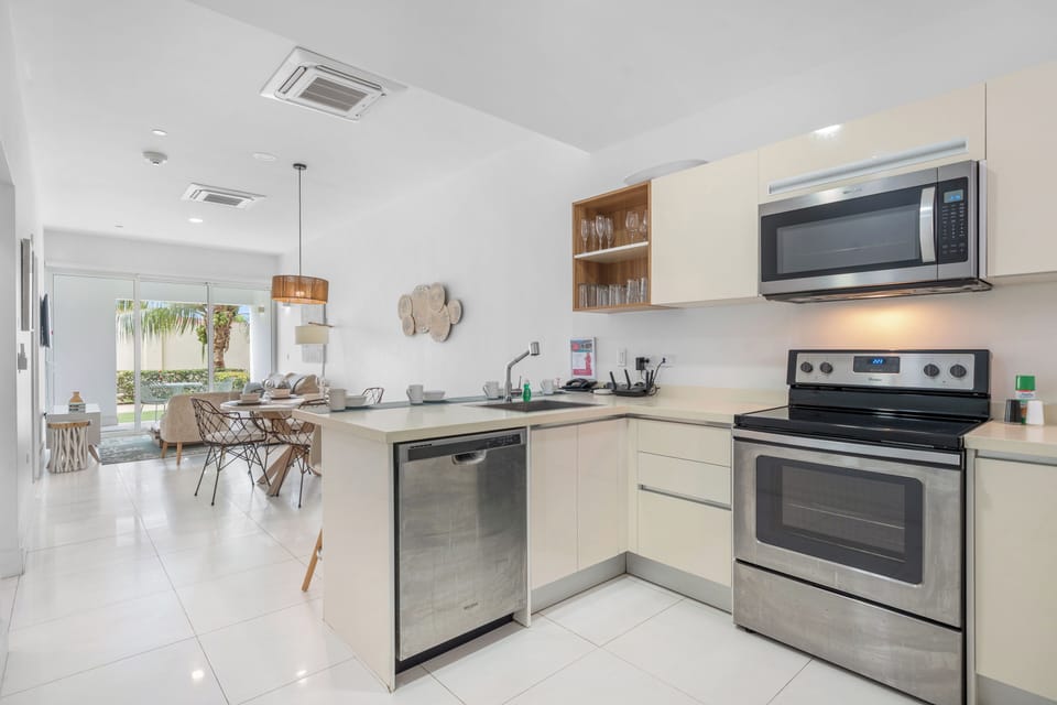 Open concept living and dining area
