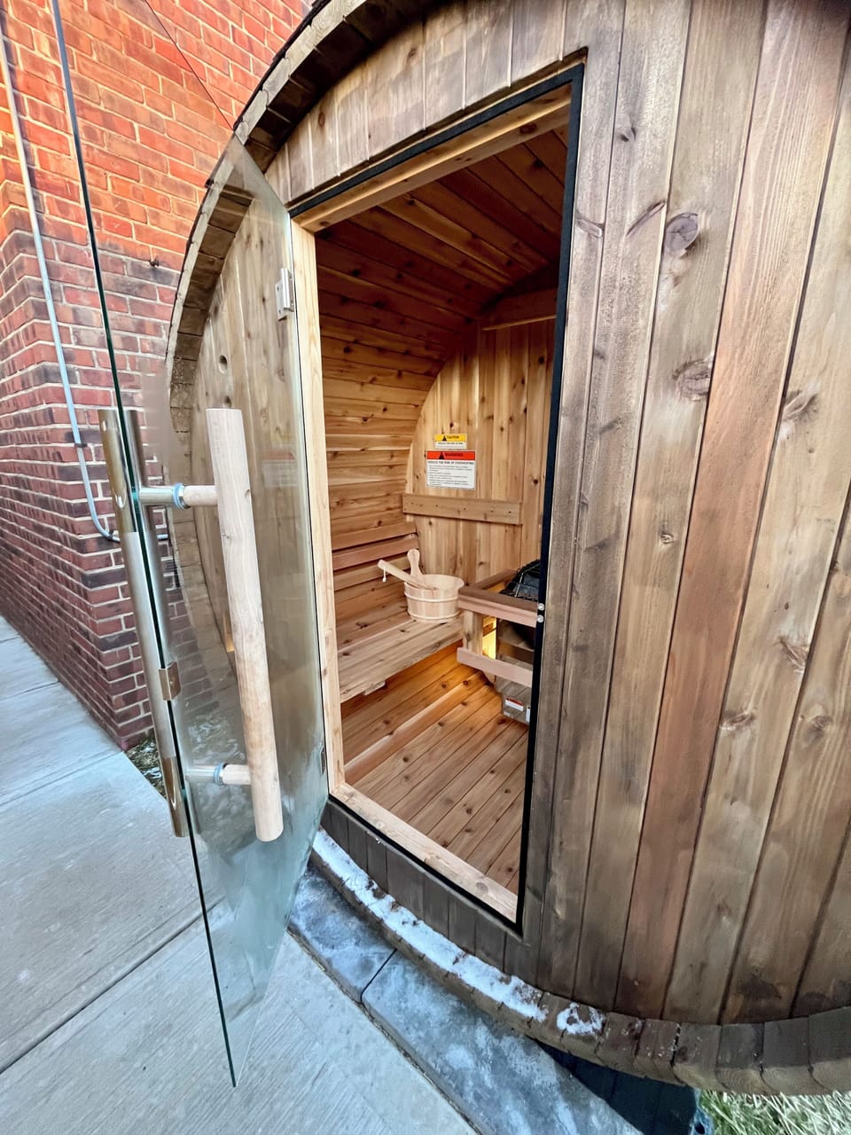 Outdoor communal barrel sauna! 