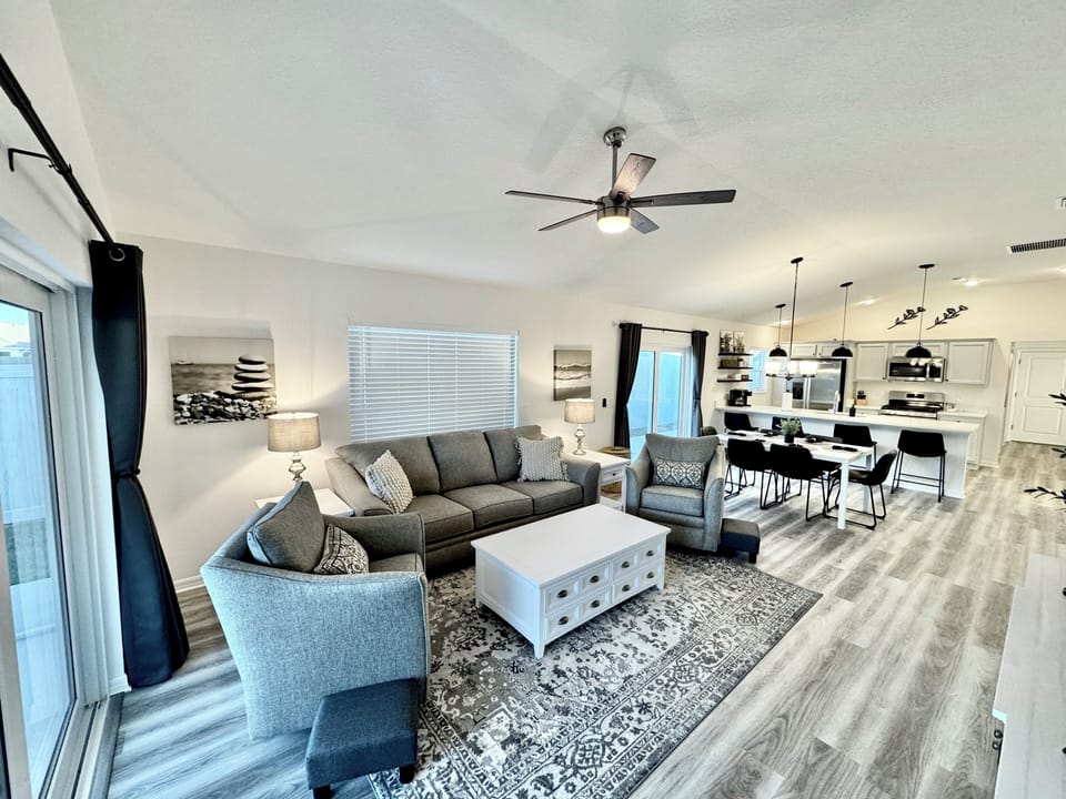 Open Concept: Living Room, Dining and Kitchen