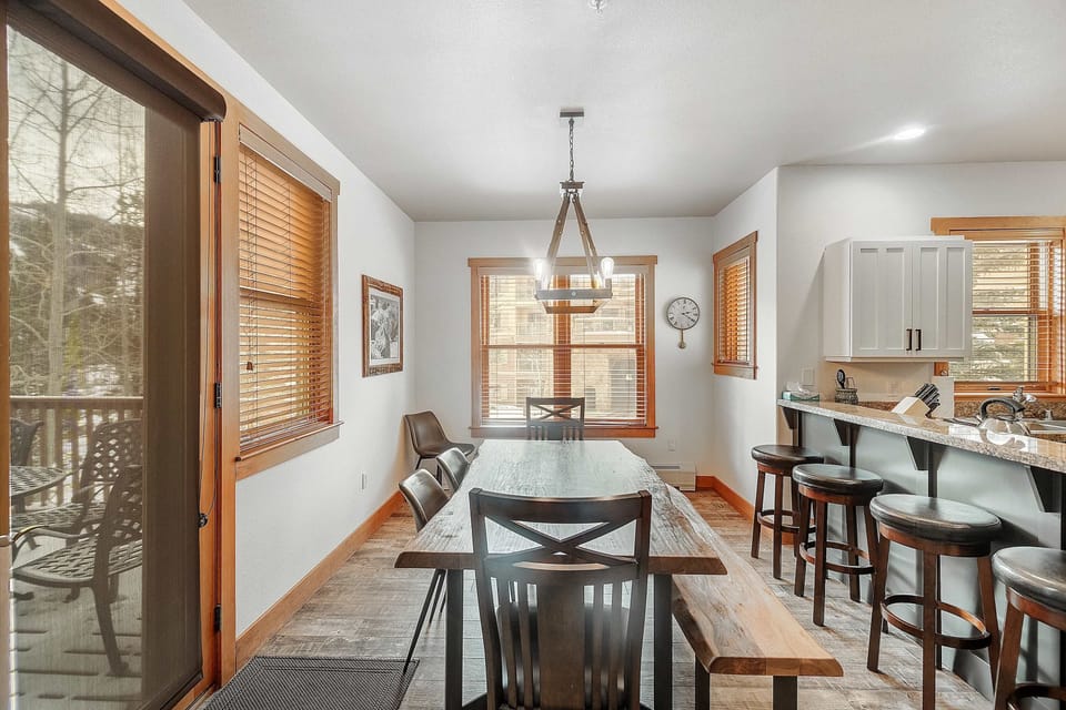 Dining table with seating for 8 and additional counter seating 