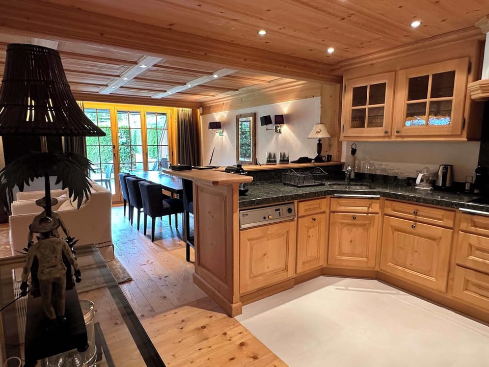 beautiful open kitchen near living room and dinning table 