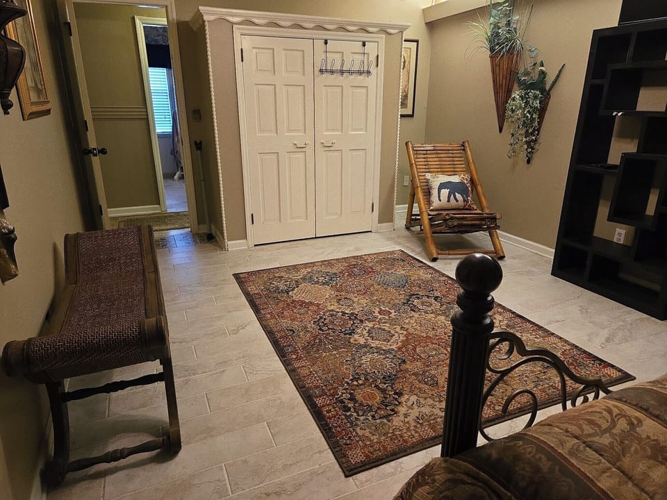 The closet in the Africa Room and hallway entrance. 