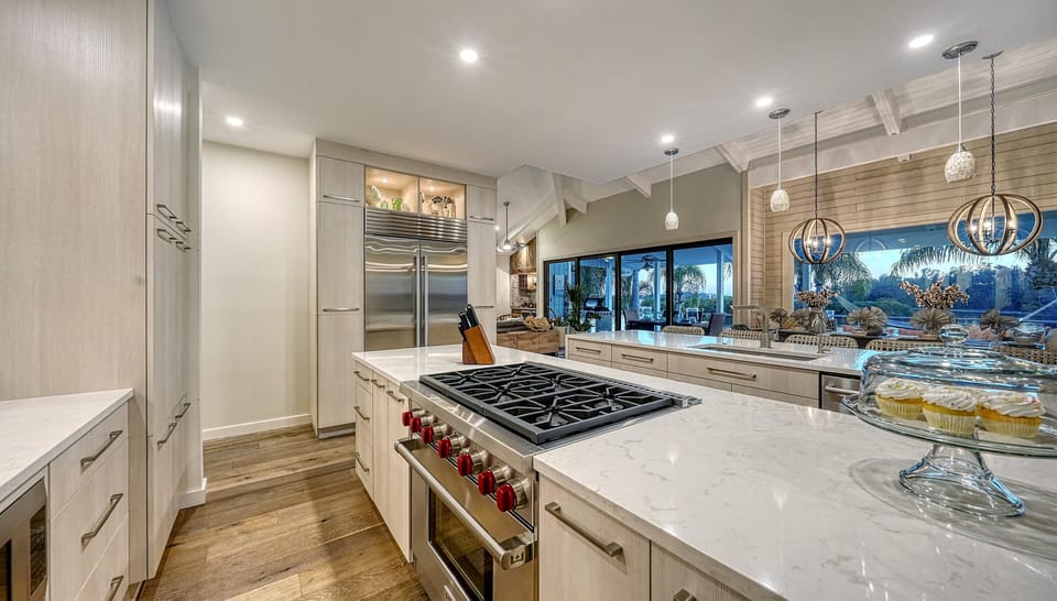 Wolf range, Sub-Zero fridge, fully stocked—every inch curated for those who know and love to cook.