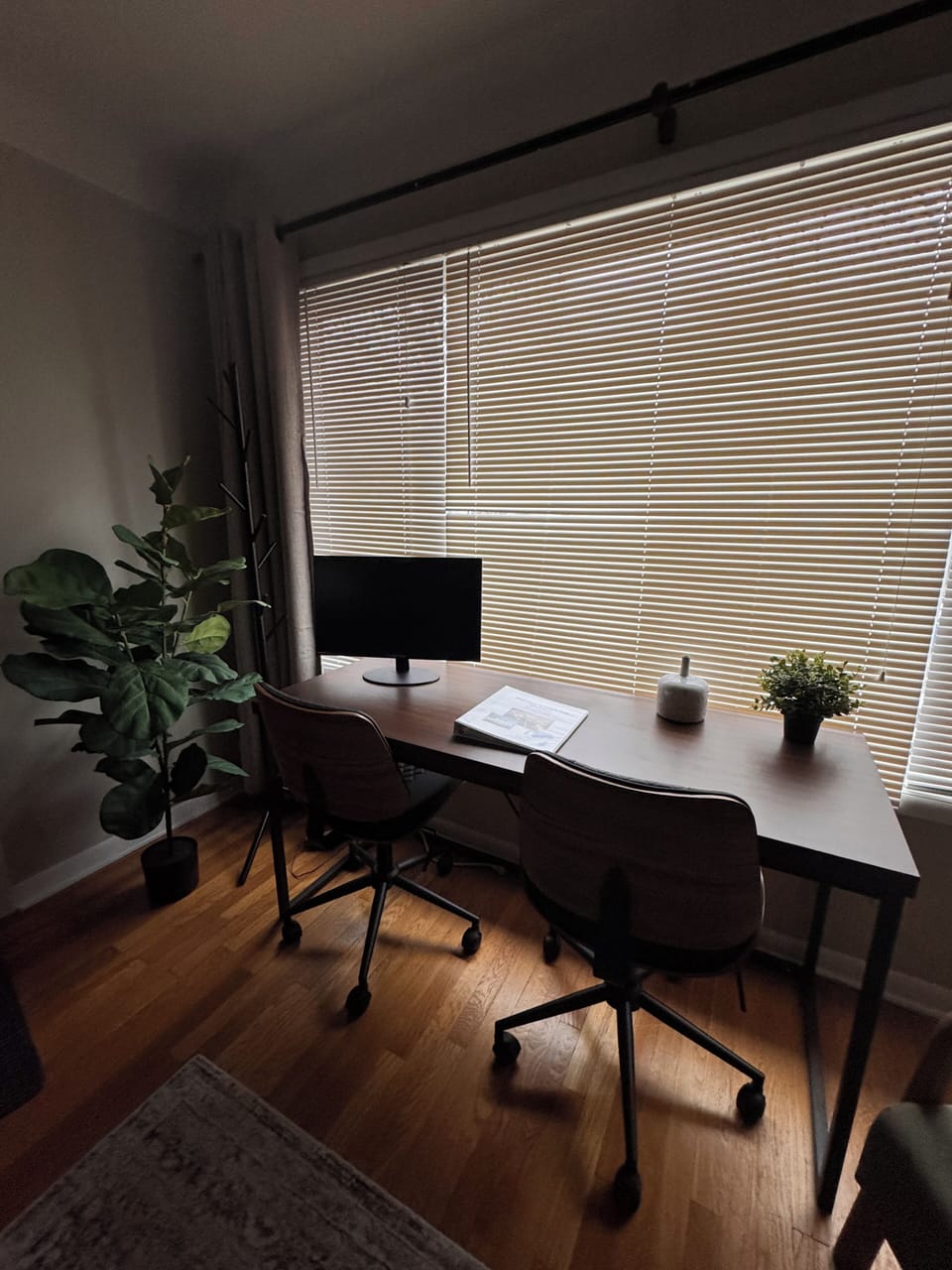 Desk with monitor