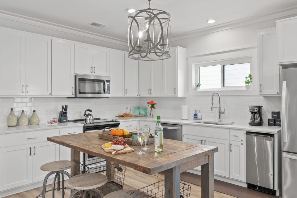 Barstool seating in the kitchen.