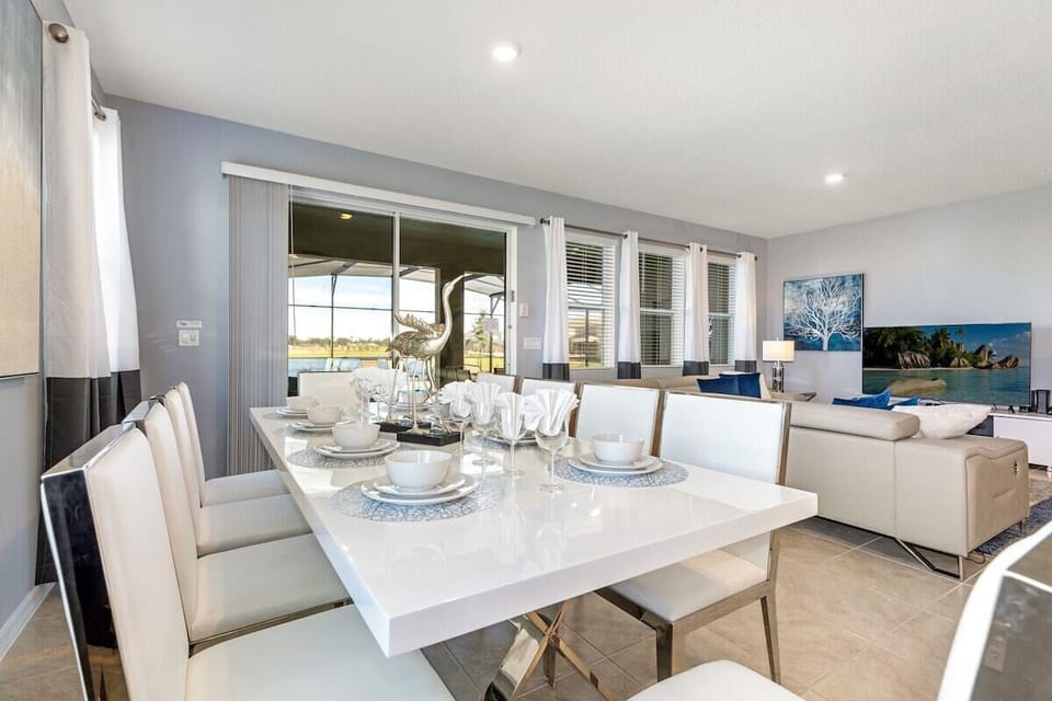 Dining table with seating for 10