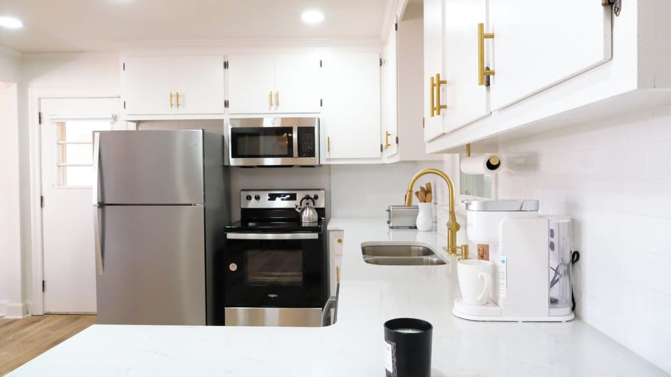 Full kitchen available with stainless steel appliances -refrigerator, stove, etc