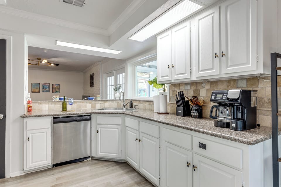 Fully stocked kitchen with all major appliances, and pots/pans, untinsils, etc.