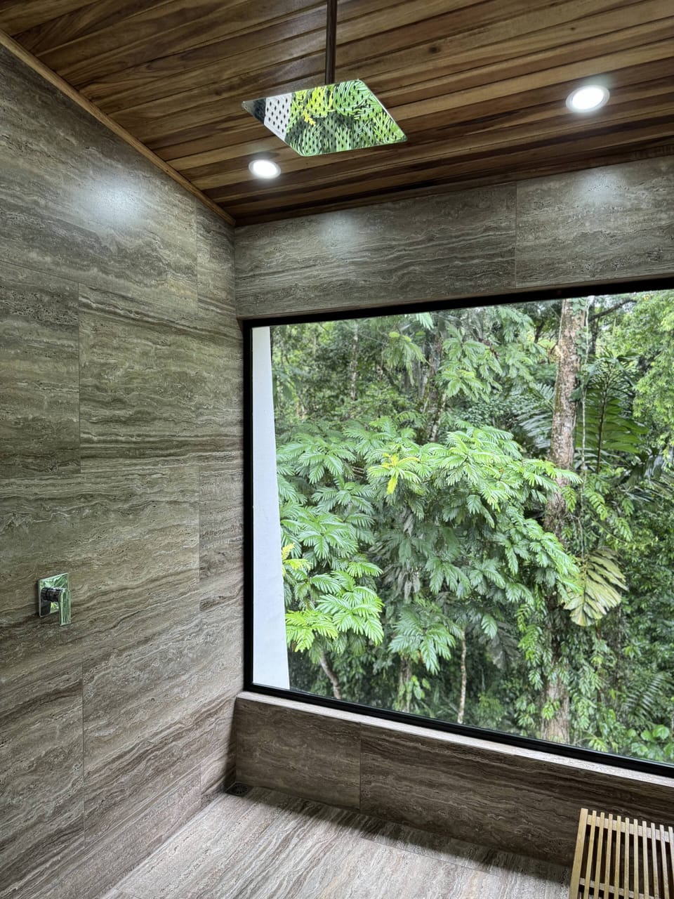 Panoramic windows continue in the jumbo rain shower 