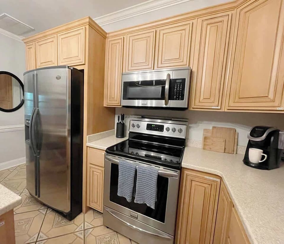 Got storage? With lots of available cabinet space, you won't need to worry about cluttering the kitchen during your stay!