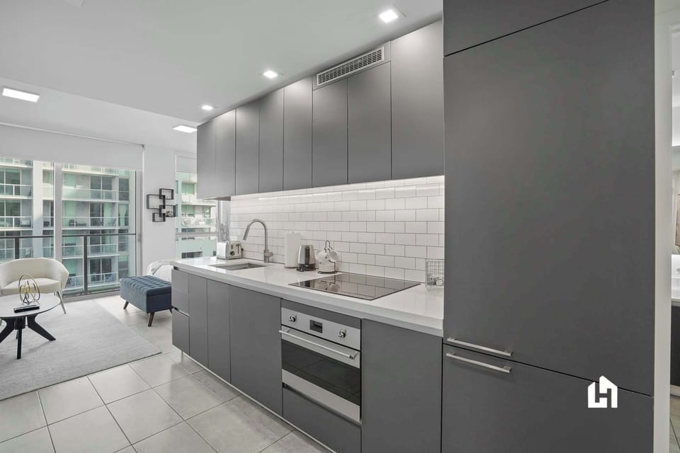 Prepare meals in this modern kitchen.