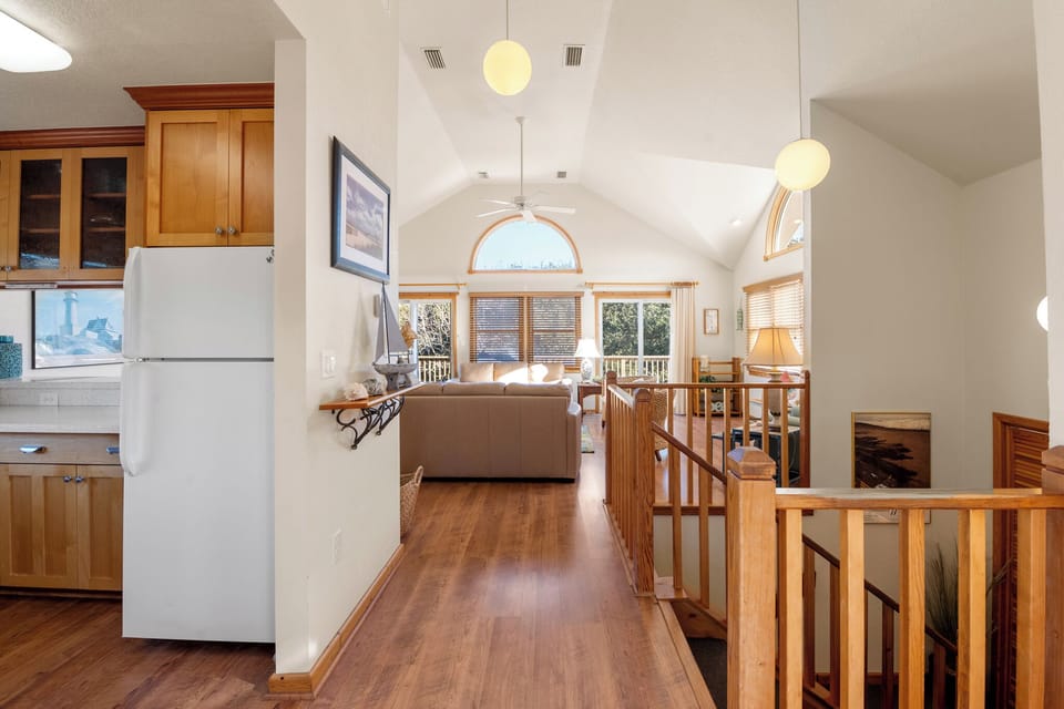 SH26: Periwinkle Beach | Top Level Living Area and Kitchen