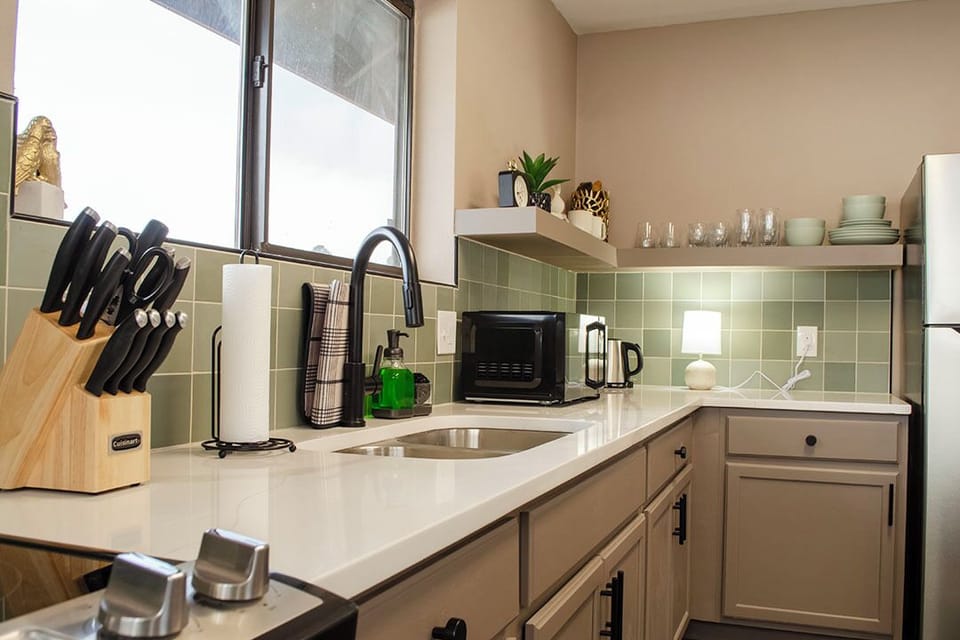 Utensils for cooking and eating included