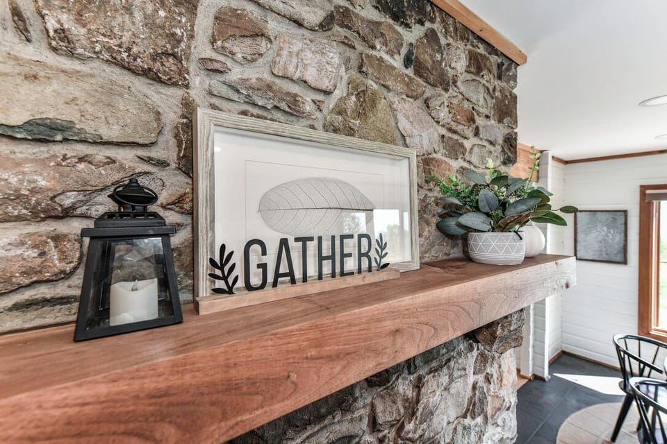 Kitchen side of fireplace