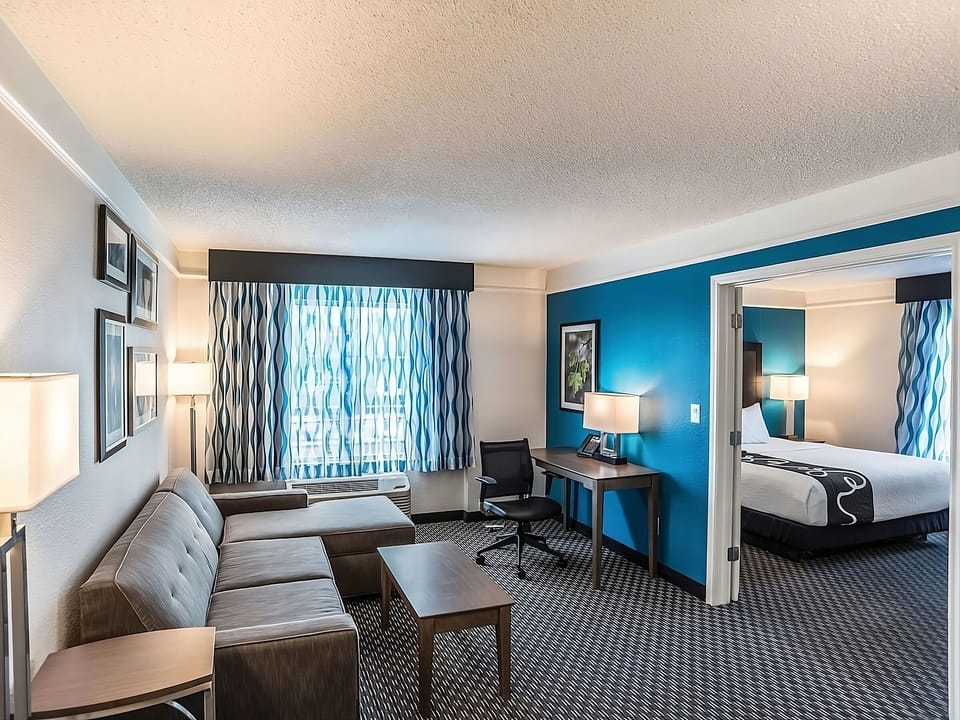 Relax on the sofa while the bedroom stays peacefully separate.