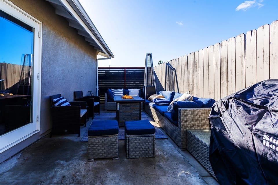 Our Fire Table and Fire Heater (propane) keeps you warm while your Grill