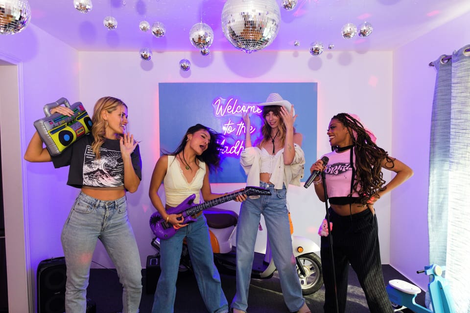 Functional karaoke stage with mic and speakers 