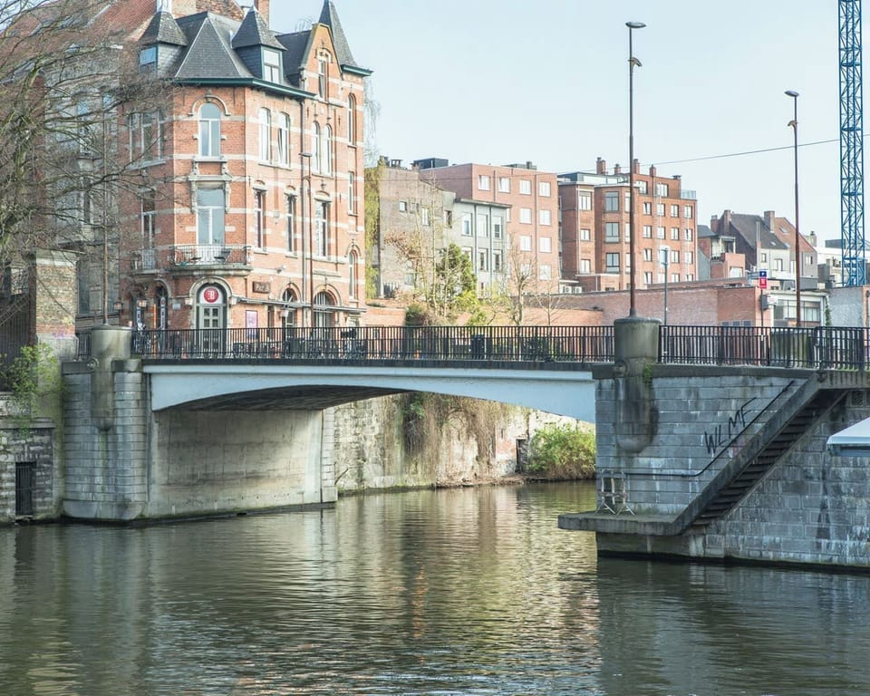 Iconic city view over the canal bridge.