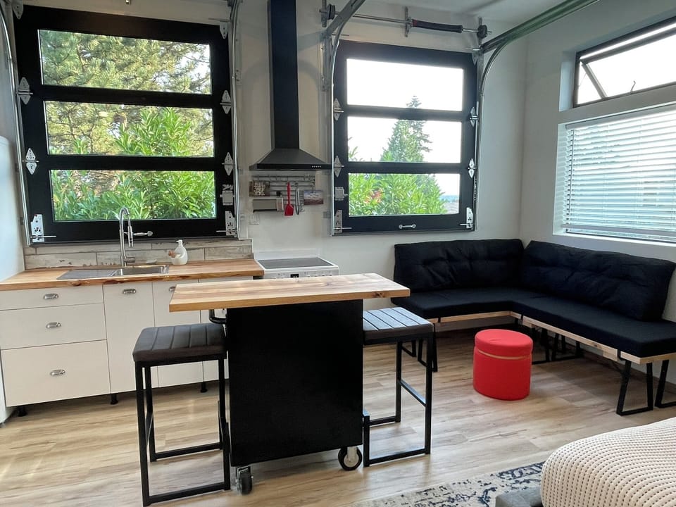 Kitchen and south facing windows