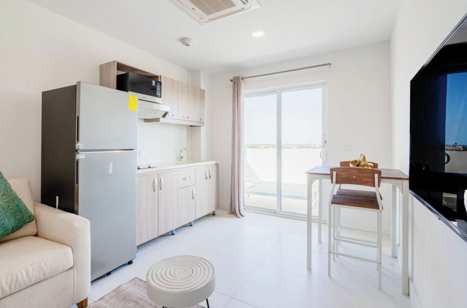 Kitchen and living area