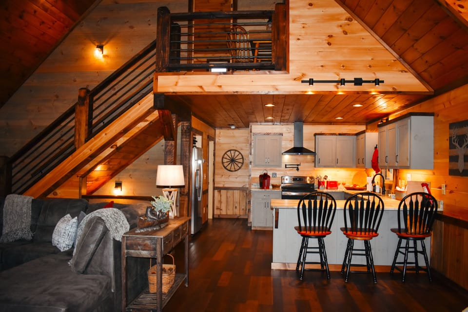 Extra dining area at the bar in kitchen.