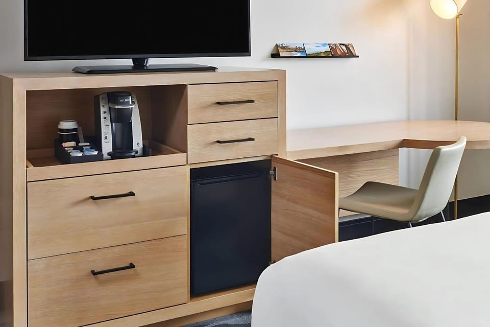 Start mornings with in-room coffee and snacks from mini-fridge.