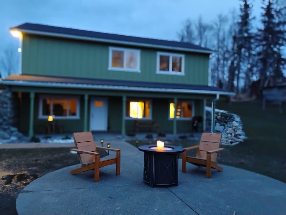 Outdoor gas fire pit for cozy warming 
