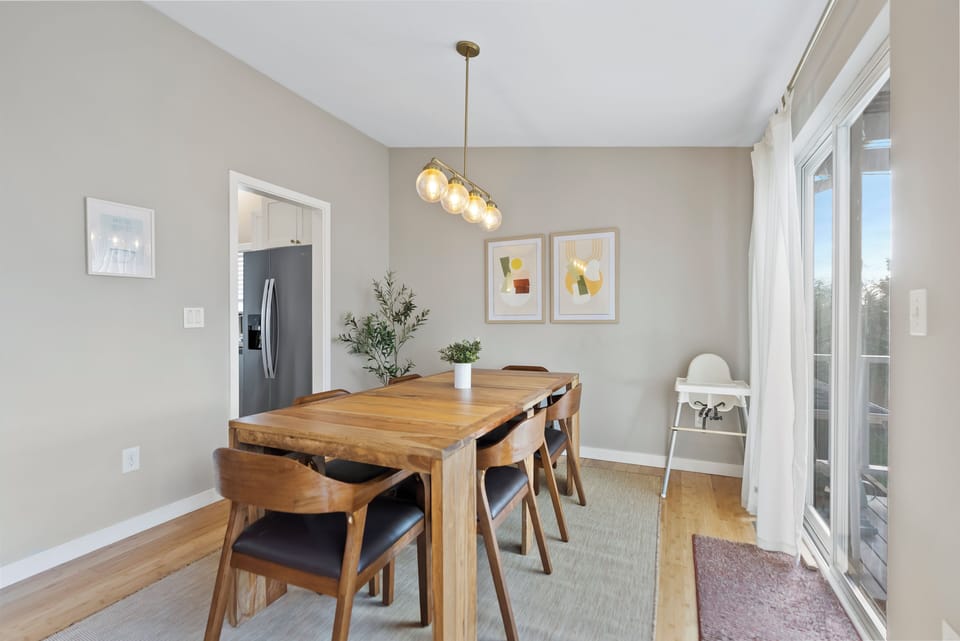 High chair included to make family meals easy