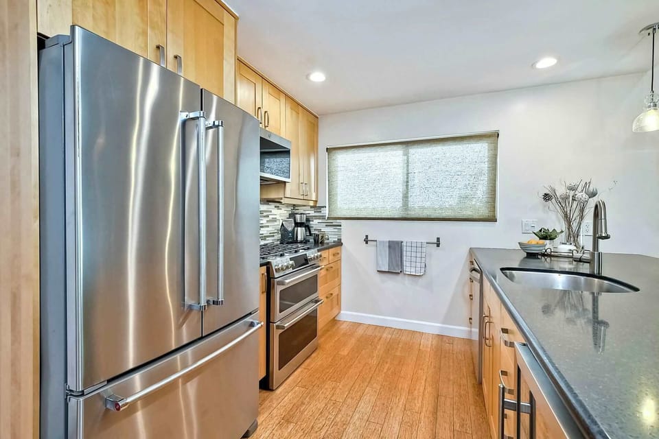 Fully stocked open chefs kitchen 