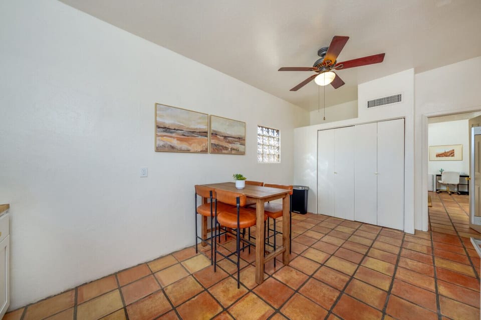Kitchen`s dining table with seating for four and laundry closet with washer and dryer available for your use
