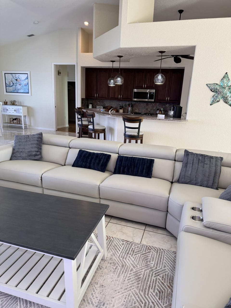 Kitchen opens to the living area