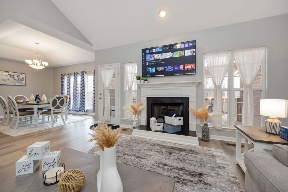 A warm, inviting, and spacious living room for our guests to enjoy.
