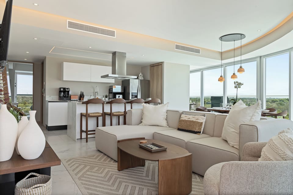 Dining, Living and Kitchen areas