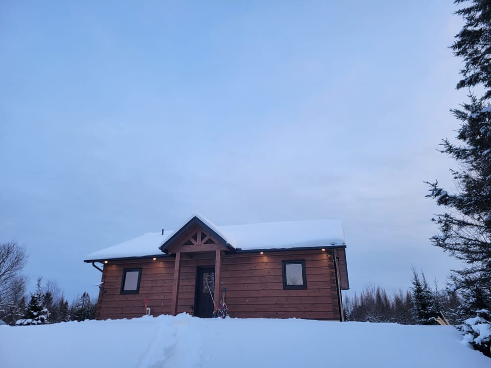 A cozy Cabin all tucked in for the Winter.