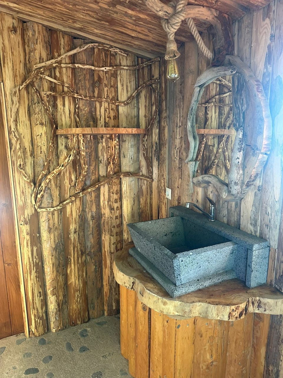 Sink of the casa cabana made of lava stones