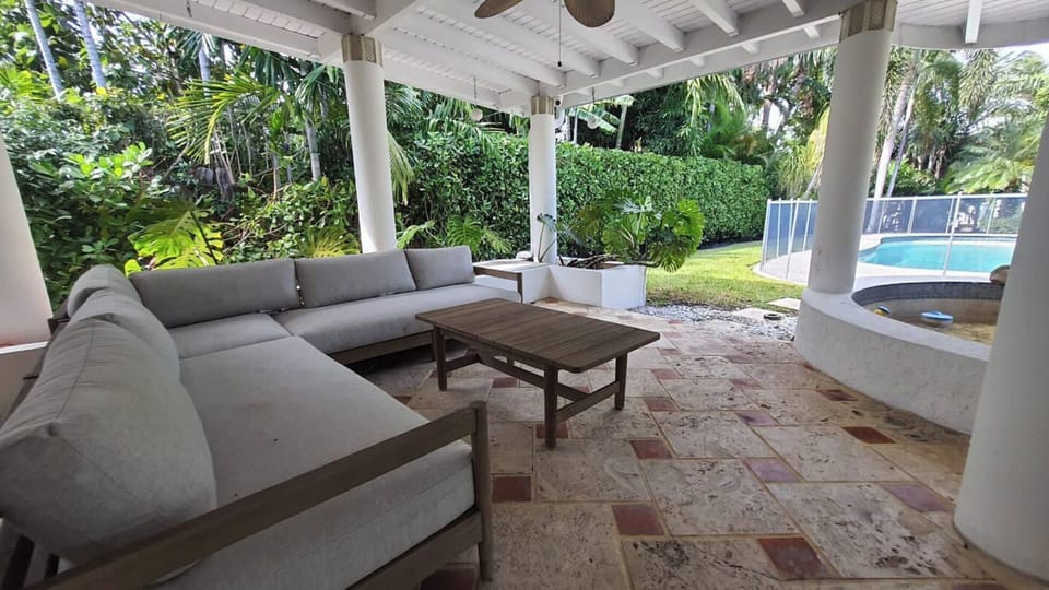 We love hanging out on the patio.  This is our outdoor sofa area.