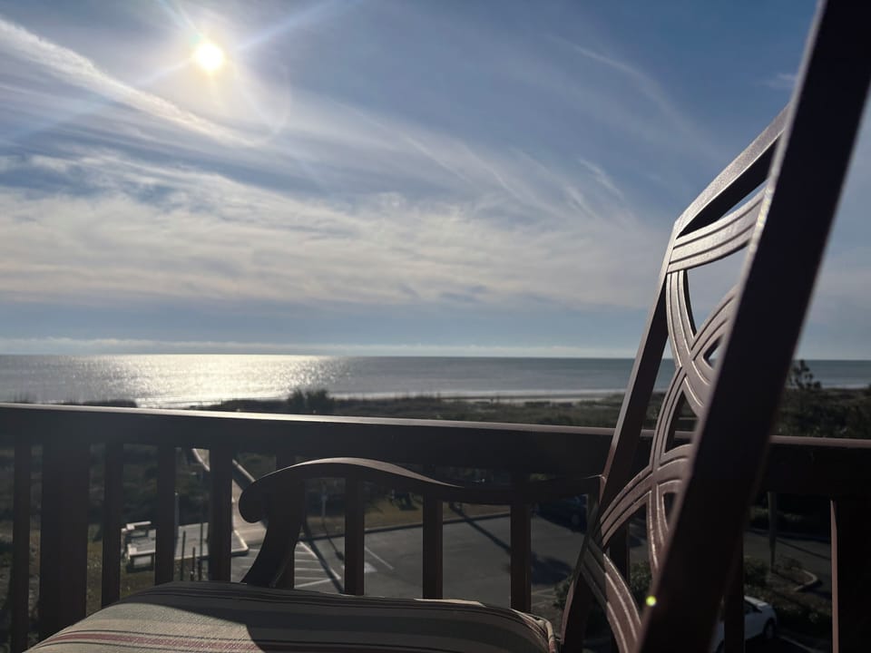 Love to sit on the patio and watch the sunset and the ocean “waves” !